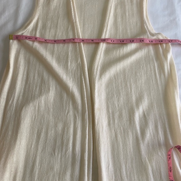 Theory Ivory 100% Merino Wool Open Front Sleeveless Duster Cardigan M - Picture 6 of 7